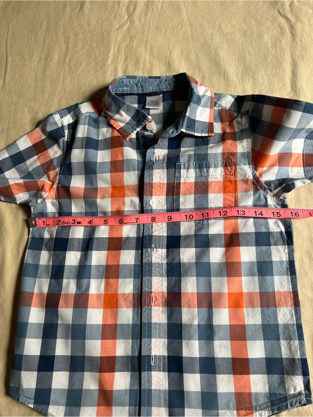 Gymboree Boys Short-Sleeve Plaid Button-Down Shirt - Blue & Orange